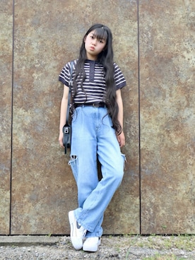 「NIKE(ナイキ)のアイテム(スニーカー)」を使った、花音さん(キッズ・148cm)の春コーディネート