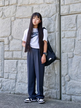 「NIKE(ナイキ)のアイテム(Tシャツ/カットソー)」を使った、花音さん(キッズ・145cm)の夏コーディネート