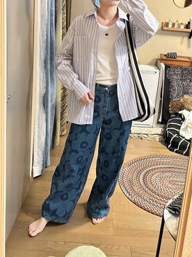 ゆさんの「【kioski】 Piccolo / Jokapoika shirt（marimekko | マリメッコ）」を使ったコーディネート