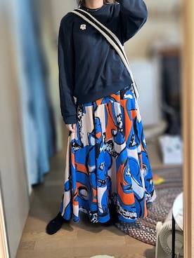 ゆさんの「【ノベルティ付】Merirosvo / Knitted Shoulderbag Large（marimekko | マリメッコ）」を使ったコーディネート