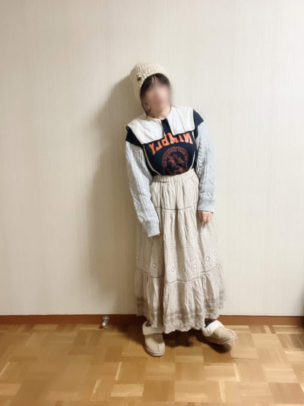 𝚝𝚎𝚝𝚘さんの「【消臭効果】ロゴ刺繍ニット帽（Samansa Mos2）」を使ったコーディネートの1枚目の写真