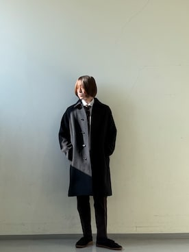 「URBAN RESEARCH DOORS(アーバンリサーチドアーズ)のアイテム(スーツパンツ)」を使った、三原さん(メンズ・172cm)の冬コーディネート