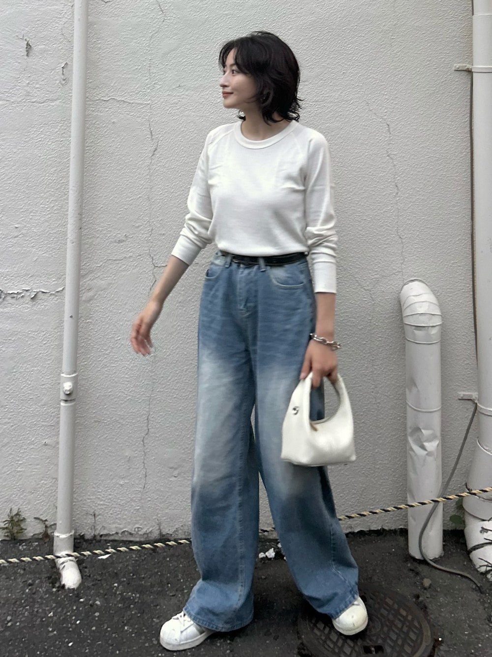 maiさんの「[HANES/ヘインズ] クルーネック ワッフルロングスリーブカットソー（HANES）」を使ったコーディネートの1枚目の写真
