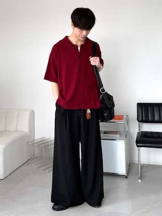 「LUENNA(ルエナ)の【LUENNA】TR 2-Tuck Wide Straight Slacks / TRツータックワイドストレートスラックス(スラックス)」を使った、るいさん(メンズ・179cm)の夏コーディネート