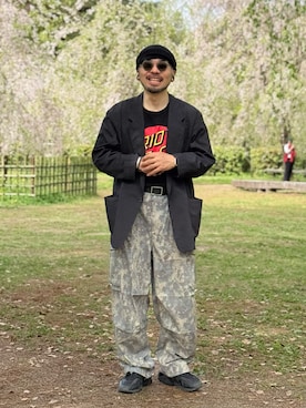 「NIKE(ナイキ)のアイテム(スニーカー)」を使った、dosei_モノトーンコーデさん(メンズ・168cm・30代)の春コーディネート