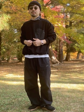 「NIKE(ナイキ)のアイテム(パンツ)」を使った、dosei_モノトーンコーデさん(メンズ・168cm)の冬コーディネート