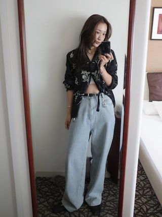 「lit(リット)のStraight Denim Pants(デニムパンツ)」を使った、yanさん(レディース・160cm)の春コーディネート
