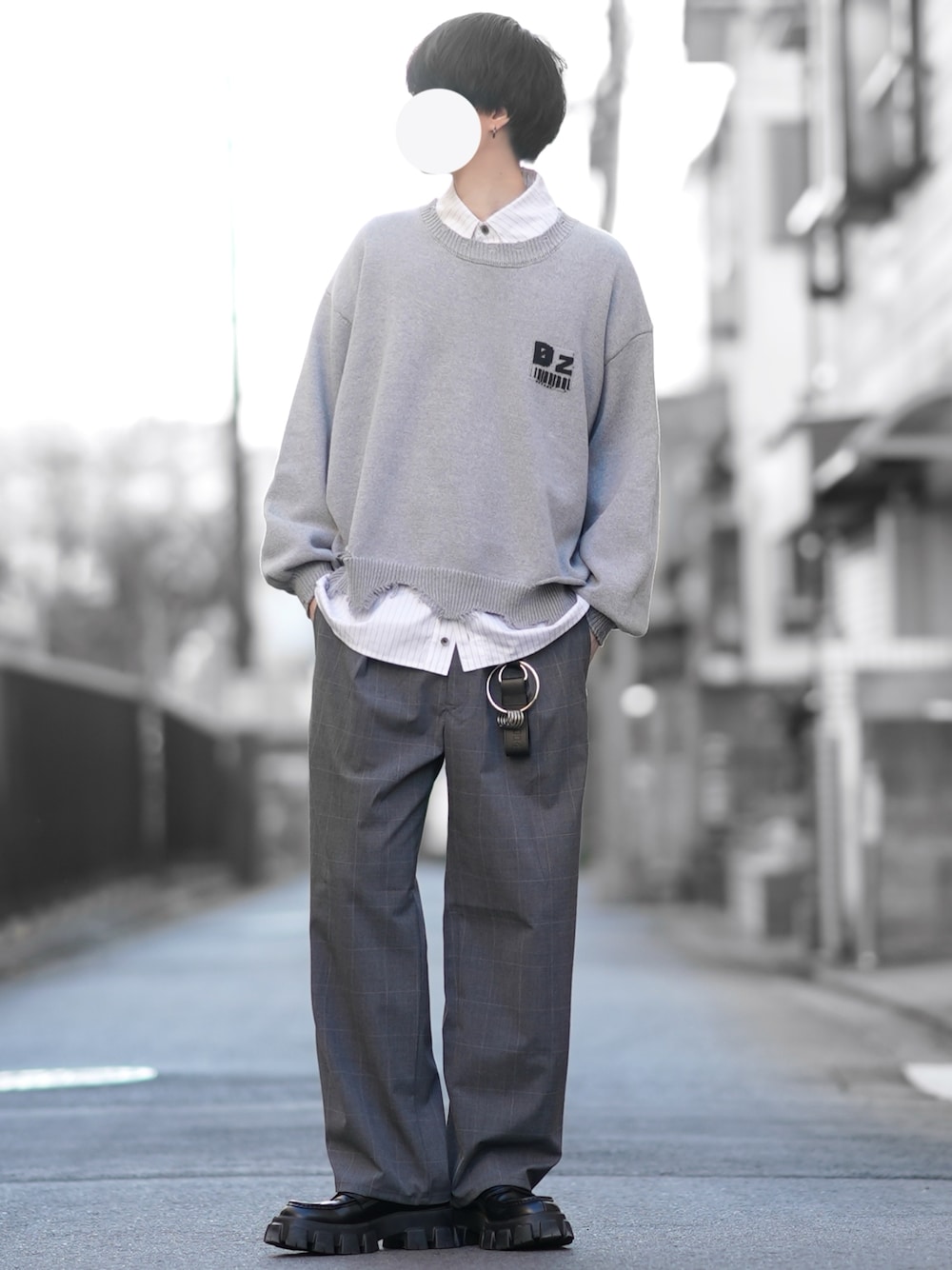 とっしーさんの「【my beautiful landlet】 POPLIN RAGLAN OVERSIZE RIB SHIRT（my beautiful landlet）」を使ったコーディネートの1枚目の写真