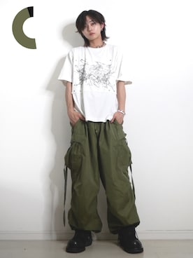  TAKATOさんの「【GRANCY】Scribble Graphic Pigment Tee / スクリブル グラフィック ピグメント Tシャツ」を使ったコーディネート