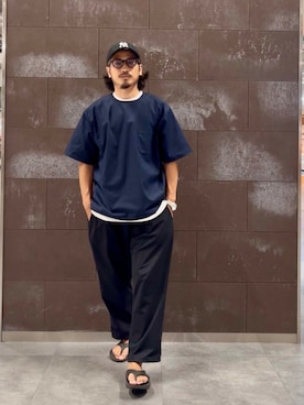 「OOFOS(ウーフォス)のアイテム」を使った、たうけんさん(メンズ・177cm)の夏コーディネート