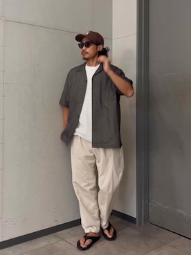 「OOFOS(ウーフォス)のアイテム」を使った、たうけんさん(メンズ・177cm)の夏コーディネート