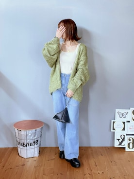 renge_wearさんの「WEGO/ブラッシュニットビッグカーディガン」を使ったコーディネート