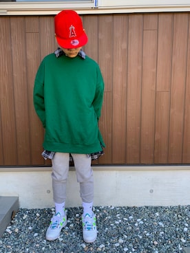 「NIKE(ナイキ)のアイテム(ソックス/靴下)」を使った、omari omariさん(キッズ・145cm)の冬コーディネート