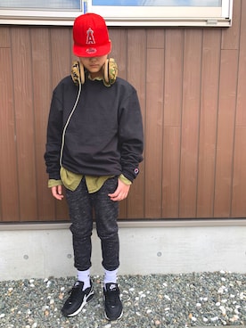 「NIKE(ナイキ)のアイテム(ソックス/靴下)」を使った、omari omariさん(キッズ・145cm)の冬コーディネート
