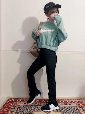 「NIKE(ナイキ)のアイテム(スウェット)」を使った、*myuu🐈⬛*さん(レディース・148cm)の春コーディネート