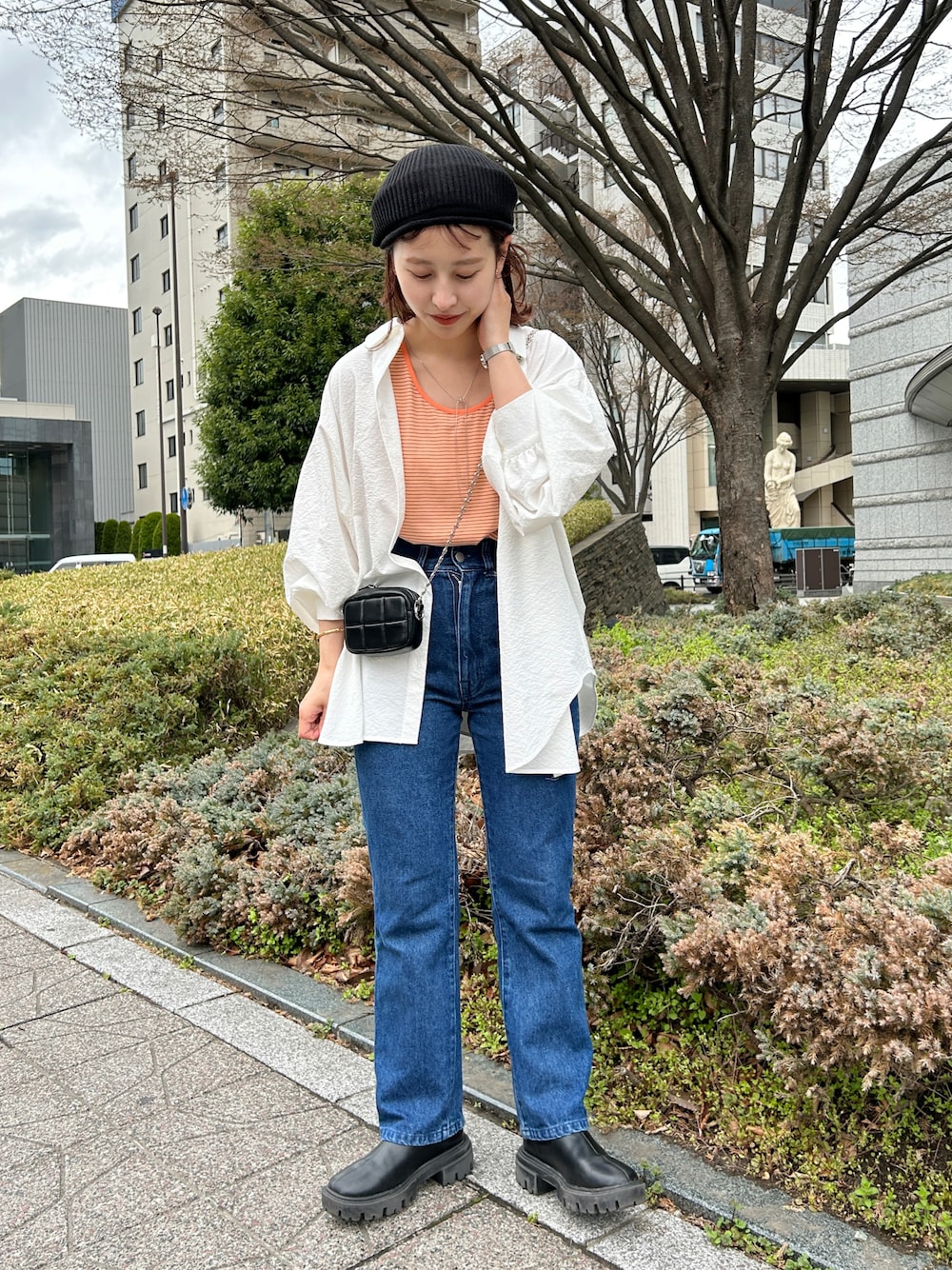 えぐっちょさんの「【UNISEX】マイクロボーダータンクトップ（WHIMSIC）」を使ったコーディネートの1枚目の写真