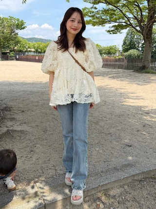 「JUMELLE(ジュメロ)の3wayチュールトップ(Tシャツ/カットソー)」を使った、安中亜美さん(レディース・149cm)の夏コーディネート