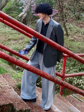 じゅんいちさんの「3way loose inside out sweat pants/３wayルーズ切り替えスウェットパンツ」を使ったコーディネート