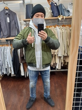 「NIKE(ナイキ)のアイテム(MA-1)」を使った、$sho$さん(メンズ・172cm)の春コーディネート