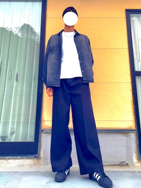 桜さんの「Center press two tuck wide straight slacks / センタープレス２タックワイドストレートスラックス（SINSS | シンス）」を使ったコーディネート