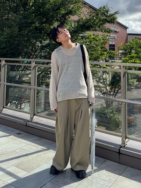 「STUDIOUS(ステュディオス)のアイテム(Tシャツ/カットソー)」を使った、KAIさん(メンズ・183cm)の夏コーディネート