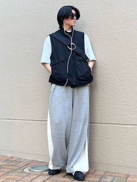 takumaさんの「3way loose inside out sweat pants/３wayルーズ切り替えスウェットパンツ」を使ったコーディネート