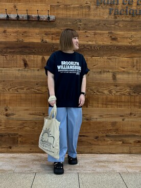 なかじさんの「ロゴプリントTシャツ」を使ったコーディネート