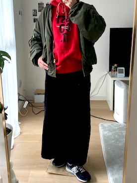 「NIKE(ナイキ)のアイテム(パーカー)」を使った、日和さん(レディース・147cm)の冬コーディネート