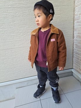 「NIKE(ナイキ)のアイテム(ブーツ)」を使った、zkmamaさん(キッズ・100cm)の冬コーディネート