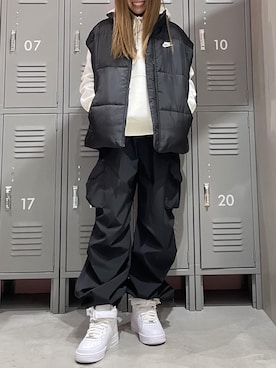 「NIKE(ナイキ)のアイテム(ジャケット/アウター)」を使った、Honamiさん(レディース・157cm・20代)の冬コーディネート