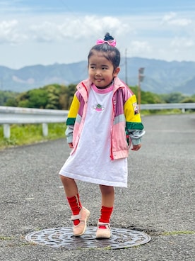 「NIKE(ナイキ)のアイテム(シューズ)」を使った、KOOOさん(キッズ・90cm)の春コーディネート