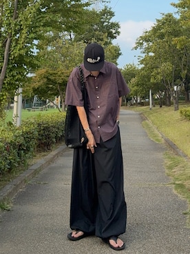 「OOFOS(ウーフォス)のアイテム」を使った、ハルさん(メンズ・179cm)の夏コーディネート