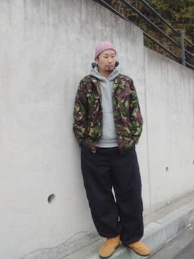 「NIKE(ナイキ)のアイテム(ブーツ)」を使った、ひこたさん(メンズ・179cm・40代)の冬コーディネート
