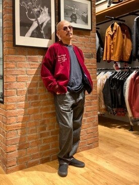 「schott(ショット)のアイテム(ネックレス)」を使った、総料理長(schottのイケオジ)さん(メンズ・170cm)の秋コーディネート