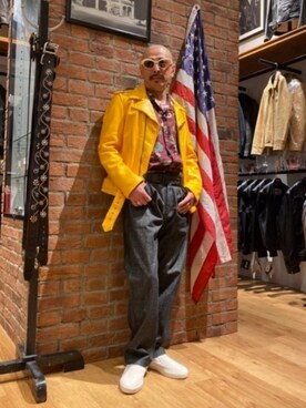 「schott(ショット)のアイテム(ネックレス)」を使った、総料理長(schottのイケオジ)さん(メンズ・170cm)の夏コーディネート
