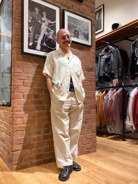 「schott(ショット)のアイテム(ネックレス)」を使った、総料理長(schottのイケオジ)さん(メンズ・170cm)の夏コーディネート