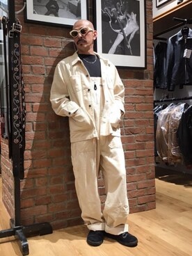 「schott(ショット)のアイテム(ネックレス)」を使った、総料理長(schottのイケオジ)さん(メンズ・170cm)の秋コーディネート