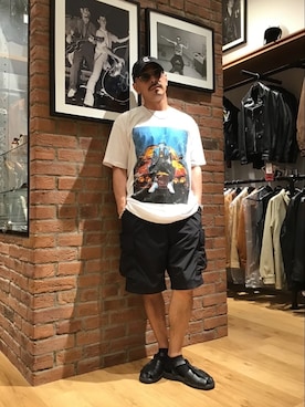 「schott(ショット)のアイテム(ネックレス)」を使った、総料理長(schottのイケオジ)さん(メンズ・170cm)の夏コーディネート