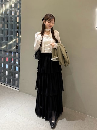 「callautia(カラウティア)のチュールティアードスカート(スカート)」を使った、ririさん(レディース・155cm)の春コーディネート