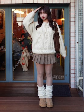 「SPINNS(スピンズ)のアイテム(レッグウェア)」を使った、mairaさん(レディース・156cm)の冬コーディネート