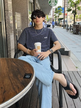 「OOFOS(ウーフォス)のアイテム」を使った、Ryoさん(メンズ・172cm)の夏コーディネート