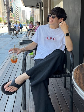 「OOFOS(ウーフォス)のアイテム」を使った、Ryoさん(メンズ・172cm)の夏コーディネート