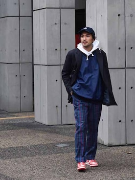 「NIKE(ナイキ)のアイテム(ナイロンジャケット)」を使った、ハマノさん(メンズ・182cm・30代)の秋コーディネート
