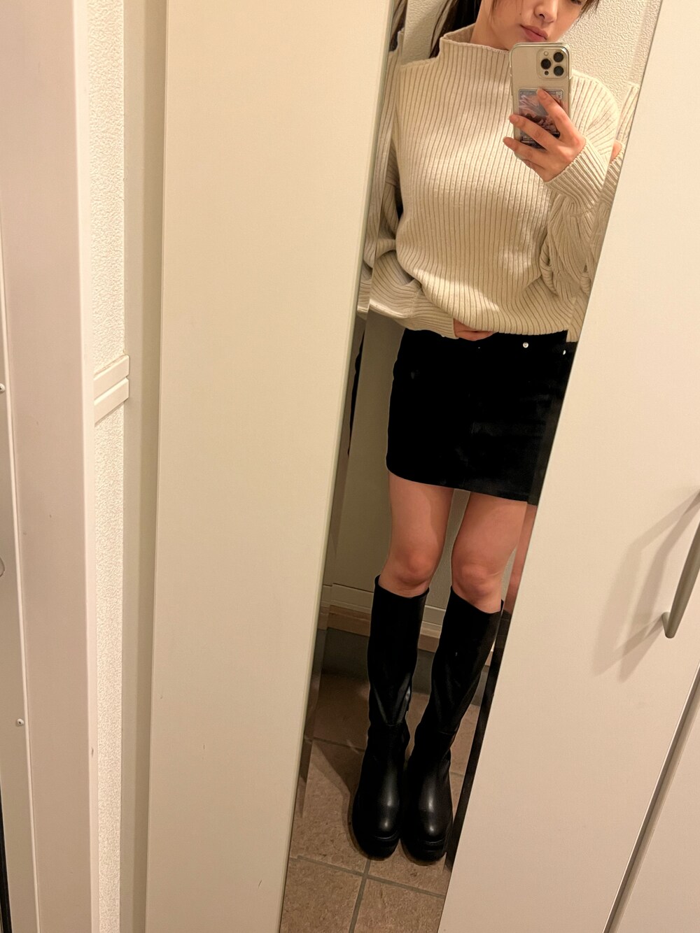 きゃおさんの「ビガーロングブーツ/894947（JEANASIS）」を使ったコーディネートの1枚目の写真