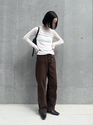 「kiehtova(キエトヴァ)の【kiehtova】LAYERED SHEER TOPS/レイヤード シアー トップス(Tシャツ/カットソー)」を使った、sonさん(レディース・161cm)の春コーディネート