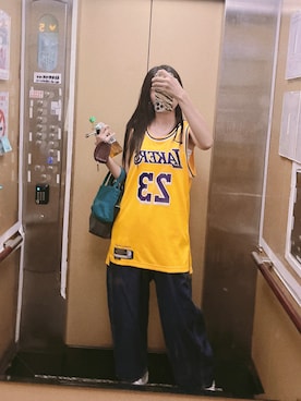 「NIKE(ナイキ)のアイテム(ジャージ)」を使った、Hannahさん(レディース・168cm)の夏コーディネート