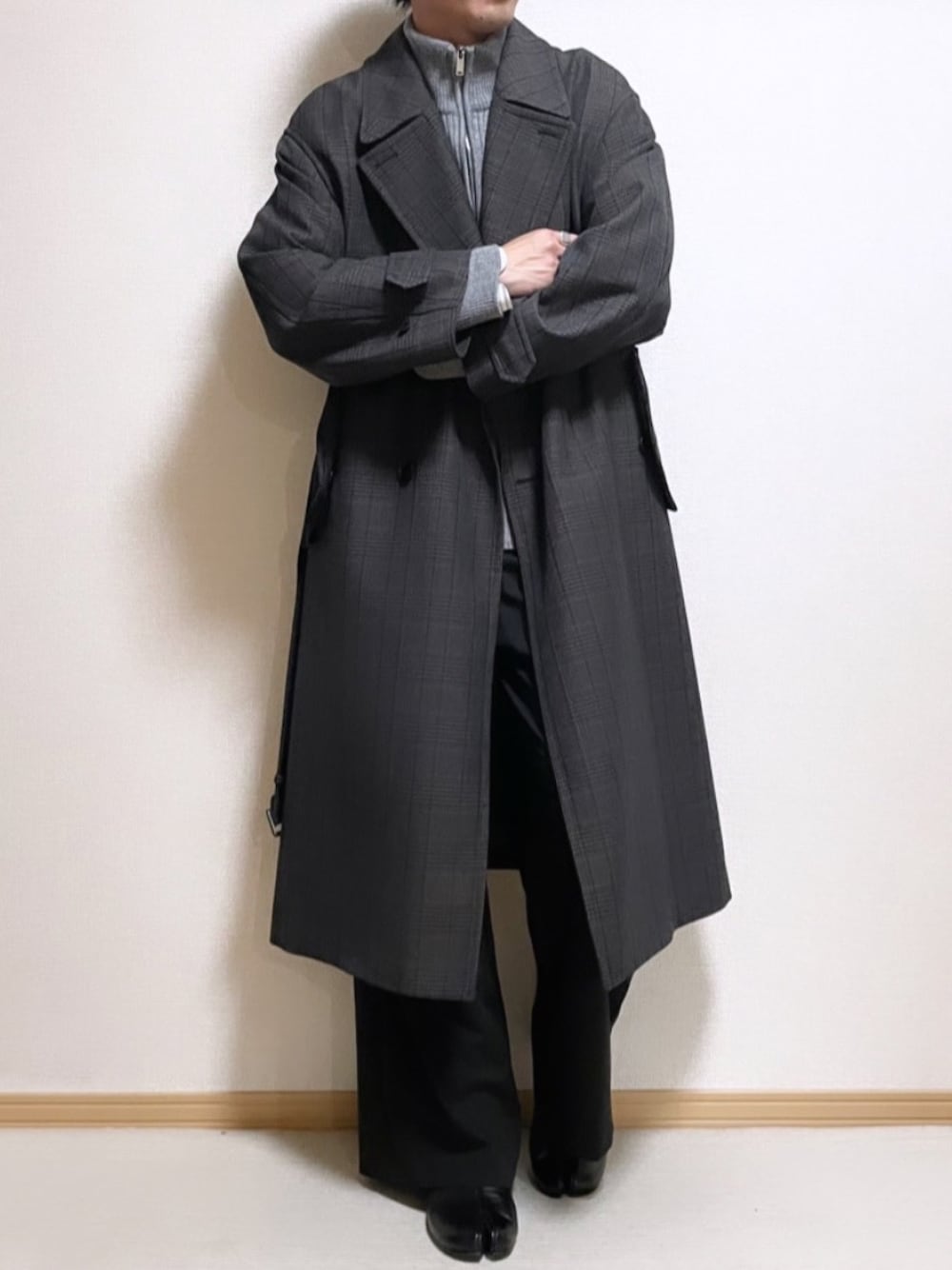 SHOTARO さんの「WOOL CHECK TRENCH COAT（LIDNM）」を使ったコーディネートの1枚目の写真