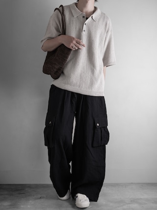 「MUJI Labo(ムジラボ)のMUJI Labo 手仕事で編み上げたアバカトートバッグ(トートバッグ)」を使った、hopeさん(メンズ・168cm)の夏コーディネート