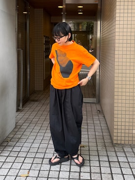 「OOFOS(ウーフォス)のアイテム」を使った、オクユウカさん(レディース・159cm)の夏コーディネート