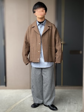 おます@低身長(159cm)さんの「LAMINATE STRIPE L/S SHIRTS（SHAREEF | シャリーフ）」を使ったコーディネート